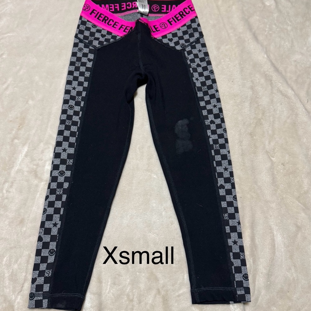 Zumba Fitness Black and Pink Checkered Leggings